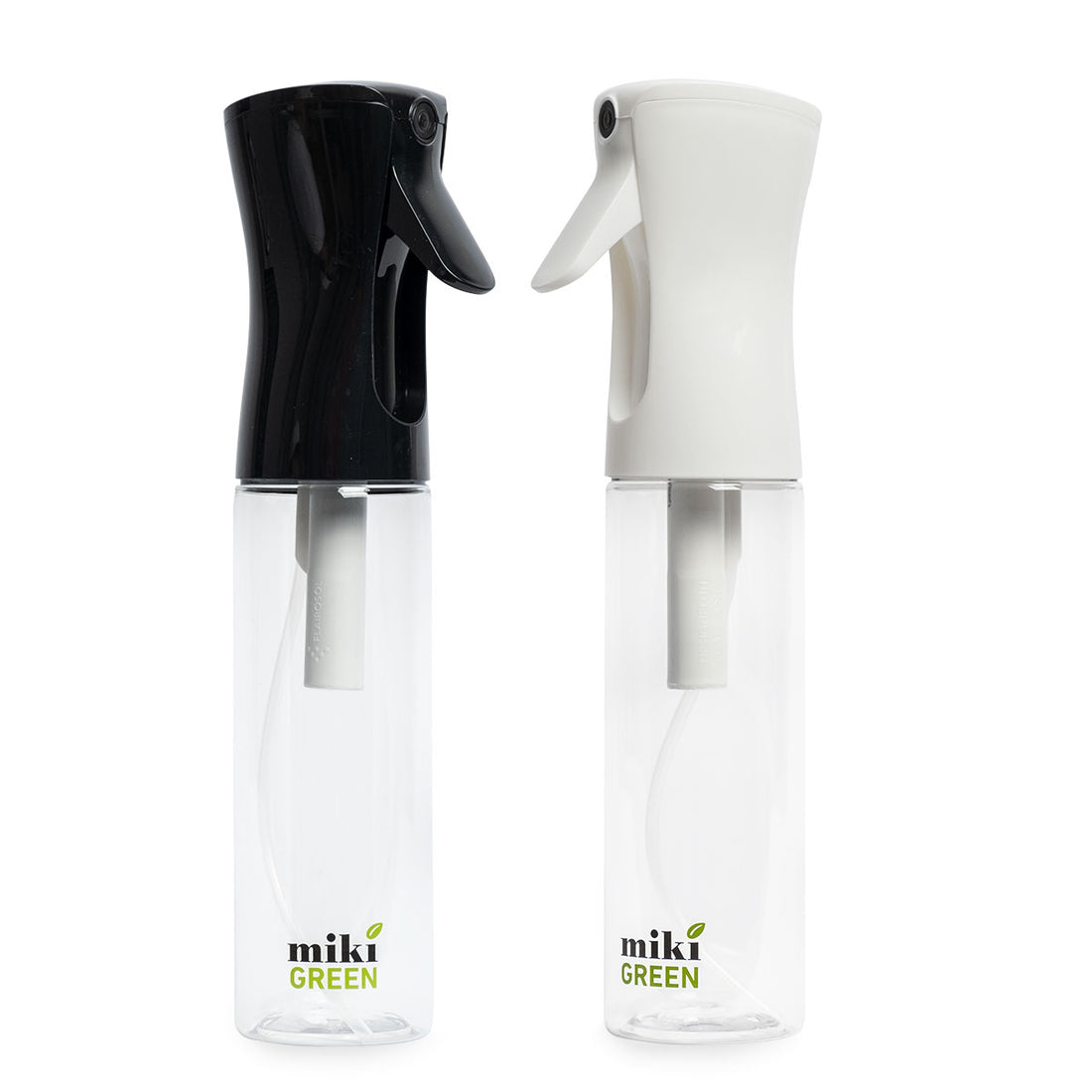 mikiGREEN Duo Spray, 2 Sprühflaschen für die Reinigung, schwarz weiß